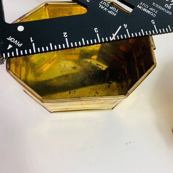 Pair Of Nesting Brass Octagonal Planters With Handles Bowl Basket VTG 60s - Picture 12 of 16